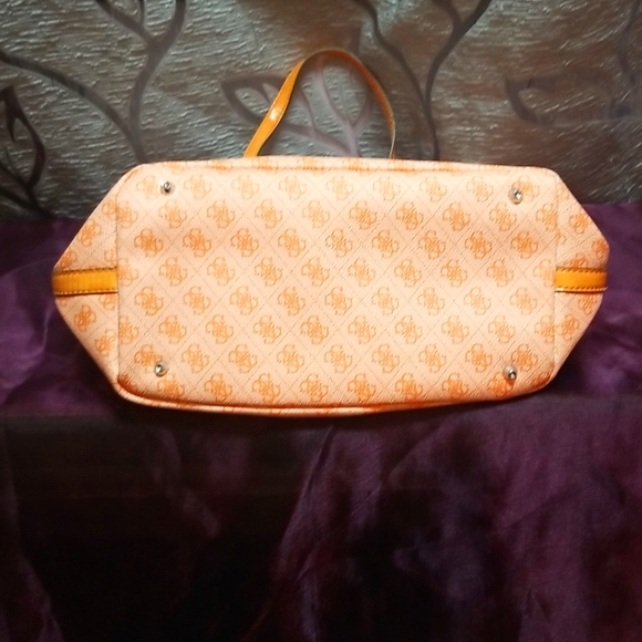 Guess Hewitt Orange Multi Signature Handbag Purse - Picture 10 of 10